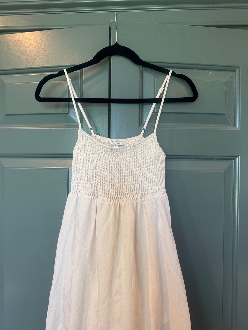 Z Supply White Smocked Maxi Sundress with Spaghetti Straps - Picture 2 of 5